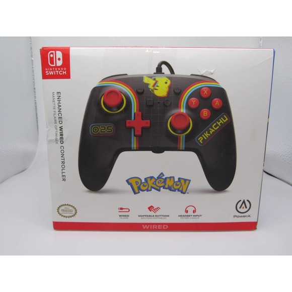 NEW Nintendo PowerA Enhanced Wired Controller for Switch Pikachu Black Red - Picture 1 of 12